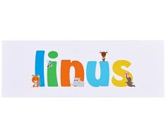 Little Helper linus1542 – 15de Impresión Lienzo personalizado con nombre, niño, Linus, pequeño multicolor Talla:30 x 84 cm