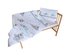 cosing 332 – 019 – 160 Juego de ropa de cama infantil algodón 2 piezas – Oso con bufanda, color blanco/gris