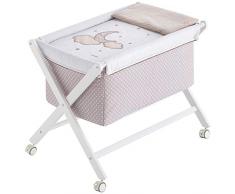 Minicuna plegable desenfundable patas madera blanco (50 x 80 cm) MOON lino