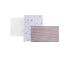 Cambrass-Juego 3 piezas sábanas de minicuna-bajera, encimera y funda almohada-100% algodón-Greeny Beige 80x120x1 cm