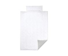 Nattou PURE Juego de cama Reversible, Funda Nórdica 100 x 135 cm y Funda de almohada 40 x 60 cm, 100% Algodón, Gris/Blanco, 998130