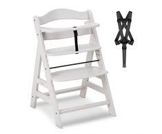 hauck Alpha Plus Trona Evolutiva, Madera de Haya Certificada FSC®, Sillas Tronas para Bebe desde 6 Meses hasta 90 kg, Silla Bebe con Arnés de 5 Puntos y Barra Protectora