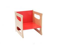 Wood Partner taburete infantil, 3 V1 – UNIVE de P04, Rojo