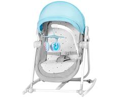 kk Kinderkraft UNIMO UP Hamaca bebé 5 en 1, Balancin para bebés 0-18 kg, Columpio bebe, Cuna bebe, Arco con 4 juguetes, Mosquitera incluida, Plegado Compacto, Posición tumbada, Azul