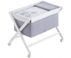 Minicuna plegable desenfundable patas madera blanco (50 x 80 cm) BUDDY gris