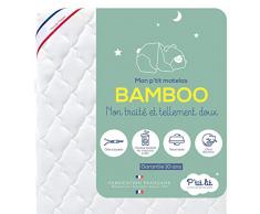 Ptit Lit - Colchón de bambú para bebés - 70x140 cm - Viscosa suave y absorbente - Sin tratamiento químico - Desenfundable - OekoTex® - Hecho en Europa