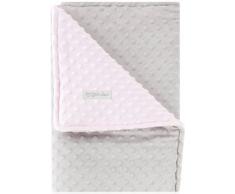Pirulos 64005134 - Manta doble cara, 80 x 110, diseño dots, color gris/rosa