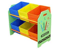 Kiddi Style Cajas Almacenaje Juguetes - Madera - Par Ninos -Diseño de ceras de colores
