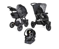 Chicco Trio Activ3 Top - Chicco Trio Activ3 Top - Cochecito De 3 Ruedas Con Capazo + Silla De Paseo + Coche, Color Negro (Jet Black)