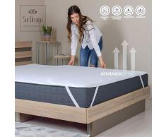 Protector de colchón Impermeable Molton 100% algodón áspero - Puede ser Lavado hasta 95 ° C - con Superficie PU de un Lado - Aproximadamente 200 g / m²