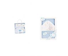 Interbaby Manta Elefante con Borreguillo para bebés en Color Azul & 01227-01 - Capa de baño Elefante Azul, Unisex