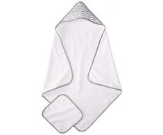 Juego de toallas American Baby Company, de algodón 100% orgánico, colo azul White with Gray Trim and zigzag hood Talla:talla única