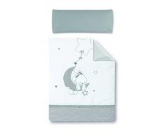 Pirulos 77013120 - Funda nórdica y funda almohadilla 100 x 135 diseño luna, color blanco y gris