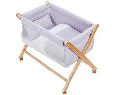 Pirulos 28113120 - Minicuna plegable tijera natural, diseño stars, 68 x 90 x71 cm, color blanco y gris