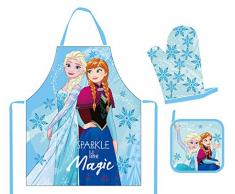 POS Handels GmbH 28623 - Juego de delantales con diseño de Frozen Anna y Elsa, compuesto de delantal, guantes y agarraderas, en caja de regalo, para niños, multicolor