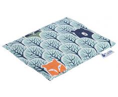 Almohada de hueso de cereza grande Cojín Térmico 500g Rectangular 20x25cm eco natural 100% algodón Medi Partners terapia de calor + frío terapia de masaje (Mapache en el bosque)