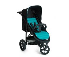 Hauck Rapid 3 - silla de paseo de 3 ruedas con posiciones en respaldo, plegado compacto, plegando con solo una mano, manillar regulable, desde nacimiento hasta 25kg, caviar turquoise (negro, azul)