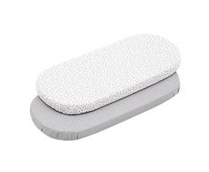 Cambrass - Sabana Bajera algodón - Sabana Ajustable con Gomas - Ropa de Cama para bebé con Tratamiento Sanitized - capazo/moisés 35x80x7 cm Gris con Estampados