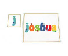 Feel Good Art brillante manteles individuales y posavasos para bebés y niños pequeños, diseño de ilustraciones y personalizado con nombre del niño (Joshua)