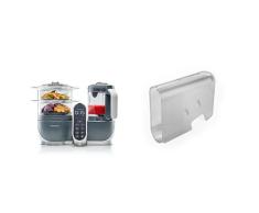 Babymoov Nutribaby+ A001124 - Procesador de alimentos para bebés, cocción al vapor y batidora, color gris + Babymoov Nutribaby A001120 - Cubierta, color aluminio