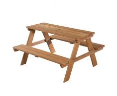roba Mesa de Picnic para Niños Outdoor en Madera Maciza - Resistente Mesa de Exterior - Juego de Asiento Infantil para Jardín - 4 Plazas - Teck