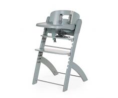 CHILDHOME, Trona Evolutiva : De 0 meses a 85KG, Tableta incluida, Madera de haya, Barra antivuelco, Arnés de seguridad de 5 puntos, Tornillos invisibles, Evosit menta