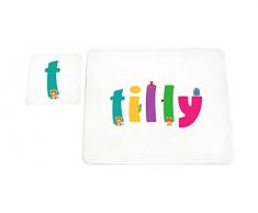 Feel Good Art Tilly brillante Mantel individual y posavasos para bebés y niños