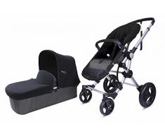 BabyAce 042 - Cochecito de bebé dúo - Chasis plata, base gris, set polar negro