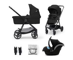 Kinderkraft NEWLY Carrito 3 en 1, Para niños, Sistema de viaje, Carrito Para Bebes, Silla De Paseo, Silla Ligera, Carro Bebe, Cochecito 3 Piezas, Plegable, desde el nacimiento hasta 22 kg, Negro