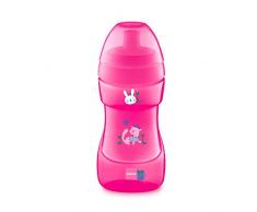 MAM Sports Cup D112 - Vaso de silicona de Aprendizaje Antiderrame Válvula de Control de Flujo, 330ml, Taza Antigoteo fácil de sujetar, para Bebé a partir de 12+ meses, Rosa