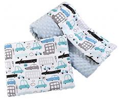 Medi Partners Manta de bebé con Almohada 100% Algodón Minky Cobija Infantil Grande Reversible 75x100+35x30cm Multifuncional para Camas y cochecitos