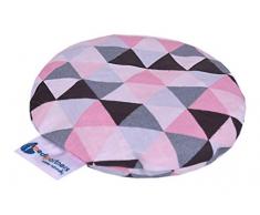 Cojín térmico de huesos de cereza, para bebés, 180 g, redondo, 15 cm, 100% algodón natural, terapia de masaje (triángulo rosa)