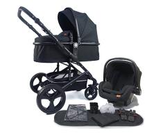 Silla de paseo Pixini Kalani 3 en 1, Trío, Niño, Silla de coche, Accesorios (negro)