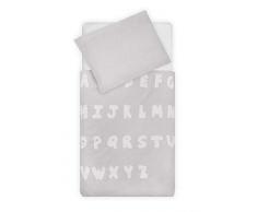 Jollein Funda de edredón y funda de almohada 140 x 200 cm ABC suave gris, funda de edredón y funda de almohada 140 x 200 cm ABC suave gris, funda de edredón y funda de almohada 140 x 200 cm ABC suave gris, de