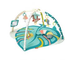 Infantino alfombra de juegos para bebé 4 en 1 Deluxe Twist & Fold Activity, diseño tropical, con actividades para bebé, juguetes musicales, espejo y almohada de refuerzo