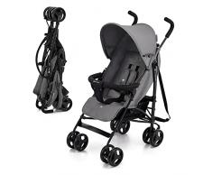 Kinderkraft TIK Silla de Paseo bebé, Carrito, Carro bebé, Carrito bebé, Posición reclinada, Plegable, Posición Tumbada, Ligero - 6,5kg, Material Impermeable, Gris