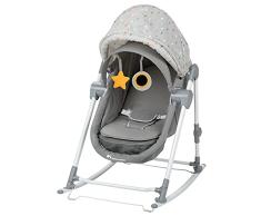 Bebeconfort Calys Cuna mecedora, hamaca reclinable, plegable, con colchón acolchado incluido, desde el nacimiento hasta aprox. 9 kg, color Warm Grey