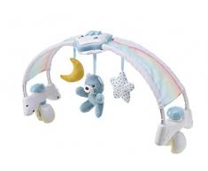 Chicco Rainbow Sky - Arco de Desarrollo 2 en 1 Compatible con la Cuna Next2Me, Panel de Cuna con Arco Iris y Luz Nocturna con Música Relajante y Colgantes - Juguetes Bebés de 0+ Meses, Azul