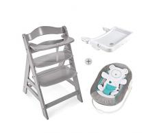Hamaca Bandeja en blanco 4 Piezas Coj/ín Deluxe en beige : Trona Alpha en natural con cojin reductor liso Hauck Newborn Set en Stretch Beige
