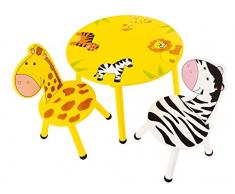 Bieco Juego de mesa y 2 sillas, mesa para niños a partir de 3 años gelb/schwarz/weiß