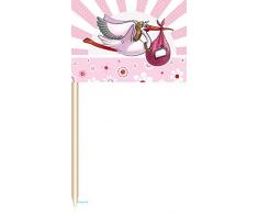 Palillos para fiesta (50 unidades), diseño de nacimiento, color rosa