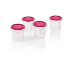 Miniland Set 4 Hermisized 89142 - Juego de 4 recipientes herméticos para bebé, color rosa