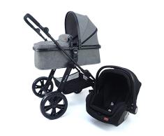 Silla de paseo Pixini Arizona 3 en 1, Trío, Niño, Silla de coche, Accesorios (Gris)