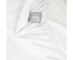 roba Protector de Colchón para Bebé - 90 x 200 cm a 100 x 200 cm - safe asleep® - Transpirable y Resistente a la Humedad - Algodón Rizo - Blanco