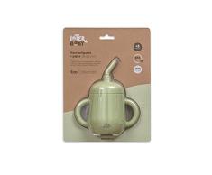 Interbaby Vaso de aprendizaje antigoteo con pajita de silicona para bebés, en verde oliva