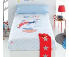 Pirulos 77311813 - Funda nórdica y funda almohadilla 160 x 260 diseño pirate, color blanco y azul