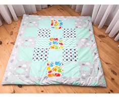 KOSPU Manta de Juego Patchwork Manta de Juego Manta Bebé 125 x 125 Cm