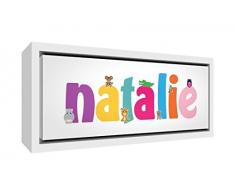 Feel Good Art lienzo con Solid enmarcado Caja Madera Natural Surround en nombre de bonito diseño de Ilustrativos Girl (19 x 46 x 3 cm, tamaño pequeño), Emma