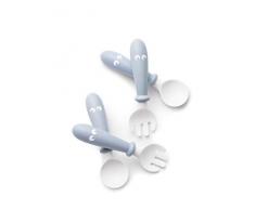 BABYBJÖRN Cuchara y Tenedor para Bebé, 4 piezas (Azul Pastel)