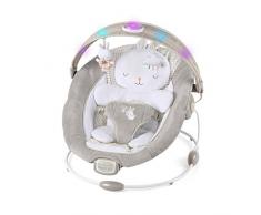 Ingenuity, Hamaca bebé InLighten con Arco de Juego, vibraciones, almohada para la hora del vientre y sonidos, 0-6 meses (Twinkle Tails Bunny)